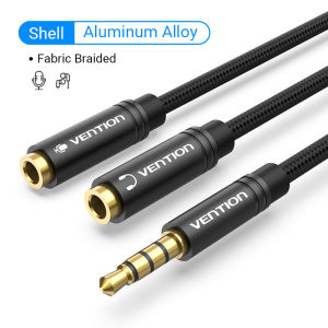 Vention | Vention 3.5mm Audio Splitter Extension Cable Jack 3.5mm 1 Male to 2 Female Mic Y Splitter for Laptop Headphone Aux Cable Adapter
