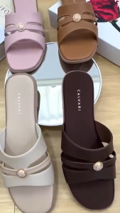 CALVARI - TIFA Sandal Wanita Korea Teplek Casual Kekinian Size 36 - 40 Sendal Flat Cewek Kasual