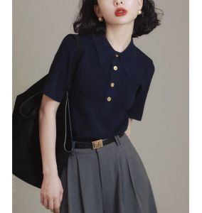 Slimming Stylish Versatile Polo Collar T-Shirt