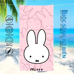 Miffy | Khăn Tắm Bãi Biển Di Động Nhẹ Nhanh Khô Màu Hồng Dễ Thương M-MiffyS Dành Cho Cắm Trại Bơi Lội Du Lịch - Áo Choàng Tắm Bằng Vải Không Dệt