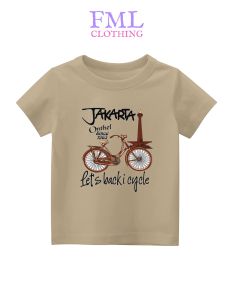 Kaos Anak-Anak Gambar Sepeda Onthel Jakarta tempo doelo (usia 2-10 Tahun) Katun PE
