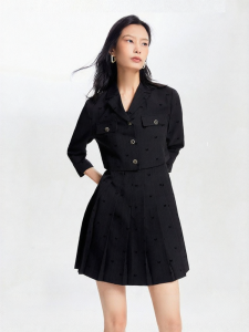 Vero Moda | Single-breasted Corduroy Pleated Two-piece Dress Set
