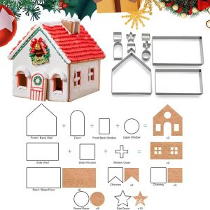 10-piece set/28-piece set Christmas cookie mold gingerbread house 3D three-dimensional stainless steel set baking house mold cookie tool