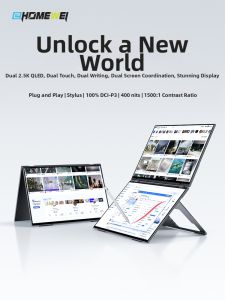「China Plug」EHOMEWEI | Foldable Dual 2.5K Portable Touchscreen Display