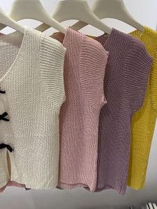 ⚡Port⚡blouses women new style 2025 V-neck Bow Small Fly Sleeved Knitwear Women Niche Design Sense T-shirt Chic Slim Fitting Top 2️⃣0️⃣2️⃣5️⃣