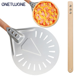 Onetwone อุปกรณ์ปอกเปลือกพิซซ่าตัวตัดพิซซ่า7/8/9ตะหลิวตัวตัดพิซซ่าพิซซ่านิ้วอลูมิเนียมกันลื่นทนทานเขียงไม้พิซซ่า/ขนมปังเปลือกเปิดขนาด40ซม./60ซม. ด้ามจับยาวสำหรับอบขนมปังพิซซ่าโฮมเมด