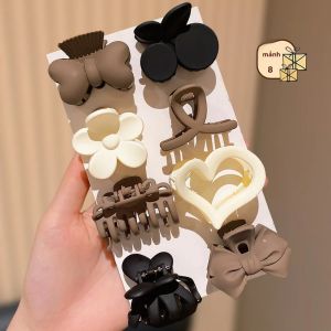 Bộ Kẹp Tóc 8 Chiếc Cho Bé Gái Hình Nơ Hoa & Trái Tim Kẹp Tóc Thời Trang Phụ Kiện Dễ Thương Cho Bé Gái Thích Hợp Cho Trang Phục Thường Ngày