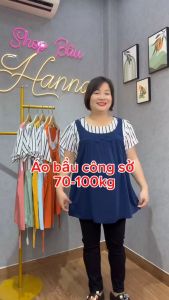[SIZE 70-100KG] Áo bầu công sở 100kg cho bầu mập vải lụa cao cấp đũi co dãn thoáng mát đường may cẩn thận