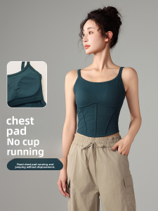 SPORTS BRA WITH CHEST PAD FOR WOMEN Nylon Material Quick Drying Moisture Absorbent Breathable Comprehensive Training Yoga Dance Fitness Equipment