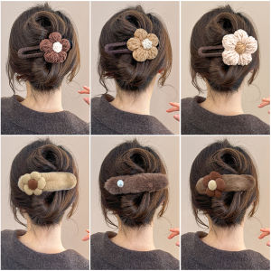 Large Knitted Flower Hair Clip Duckbill Hair Clamp Womens Fashion Accessories Hair Grips Autumn Winter New Arrival