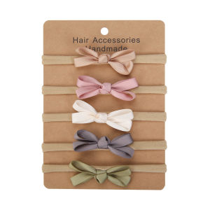 5Pcs/Set Baby Silk Bows Nylon Hairbands Princess Girls Headbands Ins Safety Infant Hair Accessories Handmade Photography Phops