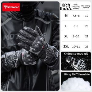 MOTOWOLF | Găng Tay Chống Gió Chống Nước Ấm Áp Có Thể Dùng Touchscreen