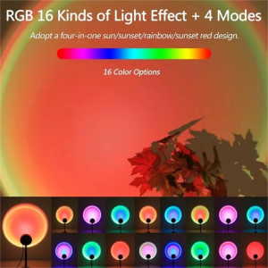 1pc Vibrant Sunset Projection Light - 16-Color Spectrum USB Remote Control Dynamic Color Changing LED Light - Creates Warm Hom