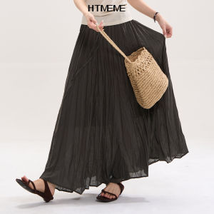 HTMEME | Chân Váy Midi Nếp Ly Thiết Kế Nhẹ Với Dây Rút
