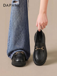 Daphne | Thick Heel Summer New Black British Loafers Elevating Shoes