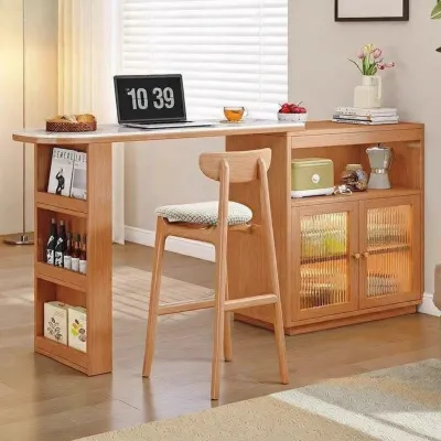 Extendable Solid Wood Bar Counter Dining Cabinet 1pc