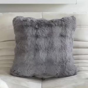 Plush Faux Rabbit Fur Pillow for Home Hotel Decor Soft Throw Pillowcase Decorative Pillow Cover for Living Room
