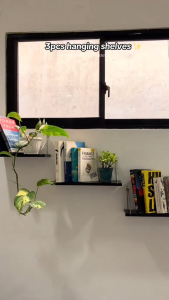 3pcs/set Wooden Wall Mounted Book Shelf Flower Pot Storage Rack Shelves Hanging Shelf Holder