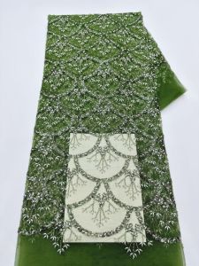 OLEVO | African Lace Fabric 2026 High Quality Nigerian Lace Beaded Sequins French Net Fabric 5 Yards For Sewing Party Wedding Dresses