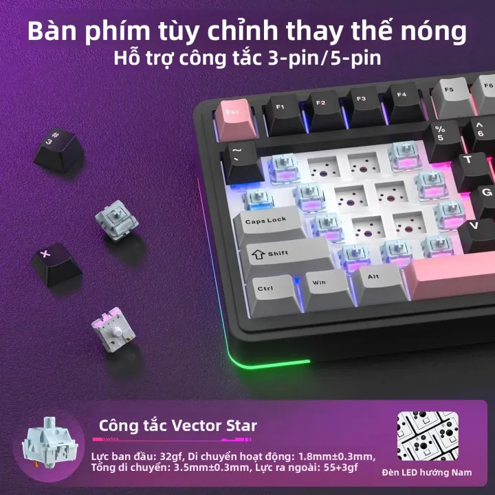 Bàn Phím Cơ Chơi Game AULA S75 Pro 75% RGB Có Đèn Nền Không Dây Với Núm Điều Khiển Màn Hình LED, Hỗ Trợ Thay Nóng, Keycap PBT Dành Cho Máy Tính Để Bàn, Laptop, Máy Tính Bảng | BigBuy360 - bigbuy360.vn Bàn Phím Cơ Chơi Game AULA S75 Pro 75% RGB Có Đèn Nền Không Dây Với Núm Điều Khiển Màn Hình LED, Hỗ Trợ Thay Nóng, Keycap PBT Dành Cho Máy Tính Để Bàn, Laptop, Máy Tính Bảng | BigBuy360 - bigbuy360.vn