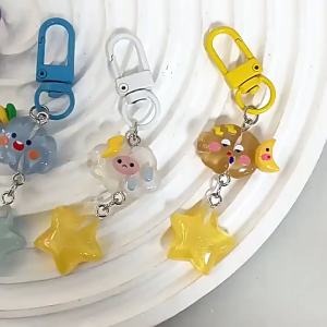 Cloud Luminous Ice Transparent Star Fine Flash Keychain Dopamine ins Cartoon Girl Heart Student Schoolbag