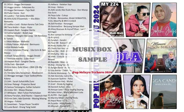 USB pendrive MP3 song MY 224-Lagu Pop Melayu Terbaru 2024 288Mb