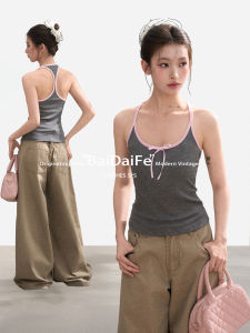 BAIDAIFEI | American Style Grey Sleeveless Tank Top Women 2026 Summer New Sporty