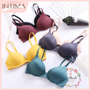 INTIMA Japanese Seamless Small Chest Push Up Bra for Women Thin Cup Wireless One Piece Adjustable Comfortable Plain Color Underwear