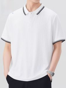 ROMON | Áo thun Polo tay ngắn mùa hè bằng lụa băng mỏng thoáng khí thường ngày rộng rãi thoải mái thường ngày của Romon cho nam