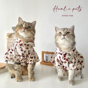 Original HC Pet Clothes Vintage Rose Corduroy Shirt Pumpkin Skirt Anti Shedding for Cats And Dogs Princess Style Dog Dress