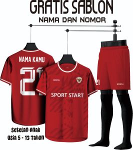 [ GRATIS REQEUST SABLON NAMA NOMOR PUNGGUNG ] SETELAN JERSEY TIMNAS GARUDA INDONESIA UNTUK ANAK ANAK USIA 5 SAMPAI 13 TAHUN BAJU SEPAK BOLA KAOS FUTSAL BAJU OLAHRAGA ANAK LAKI LAKI DAN PERAMPUAN