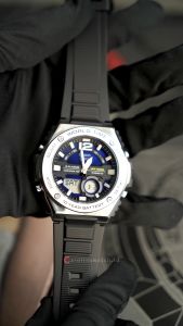 Jam Tangan Pria Casio MWQ-100-2A Blue Dial  Black Resin Band