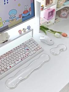 Mouse Pad with Wrist Rest  Keyboard Rest Anti slip Silicone Transparent Desktop Office Game Console Mouse Wrist Rest