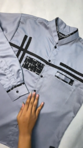 Kokoku Muslim/ Baju Koko Muslim Lengan Panjang Kombinasi Batik Pria Dewasa Baju Kemeja Koko Putih