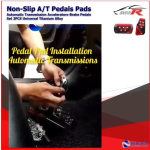 Euro Sport R Non-Slip MT & AT Pedal Pads Accelerate Clutch Brake Pedals Set 3PCS & 2PCS for Automatic & Manual Transmission Car Universal Titanium Alloy