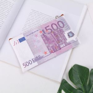 Creative Stylish Foreign Currency Print Cross-Border Canvas Long Mens and Womens Cosmetic Bag Phone Hand-Carrying Wallet Pencil Case Export Fashion