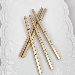 [100% quality+in stock] Double thin eyebrow pen waterproof eyebrow pen 2-in-1 small slender pointed tip built-in Small Gold Bar Eyebrow Pen