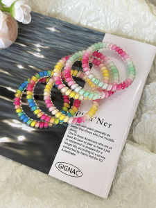 ไล่โทนสีลูกกวาดสีสายโทรศัพท์ยางรัดผมสําหรับผู้หญิงที่เรียบง่ายทนทานวงผมที่มีความยืดหยุ่นสูงผูกผมไร้รอยต่อสําหรับฤดูร้อน