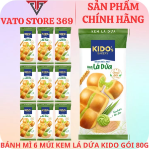 Bánh mì 6 múi kem lá dứa KIDO tươi gói 80g