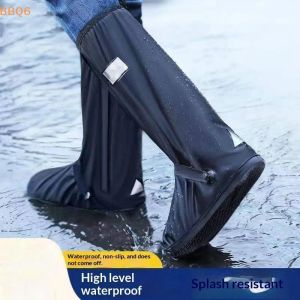 *1Pair High-Tube Adult Outdoor Fishing Rain Boot Covers Reflective Strips Wear-Resistant Portable Shoe Covers For Rain Shoes
