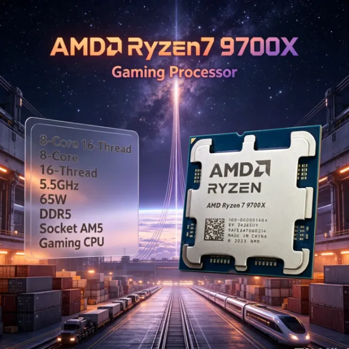 AMD | AMD Ryzen 7 9700X 8-Core 16-Thread PCIe 5.0 Up to 5.5GHz L3=32M Socket AM5 4NM DDR5 3.8GHz 65W without fan Gaming CPU