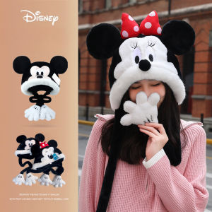 【WJ】Cute Plush Minnie Winnie Bear Ear Protection Hat Womens winter warm and cold hat
