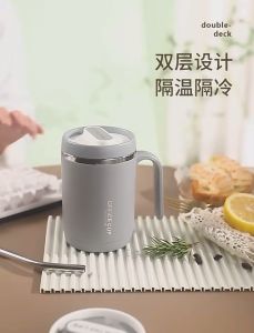500ml Coffee Cup Water Cup High-Grade Insulation Cup With Straw Mug 304 Stainless Steel Tea Cup