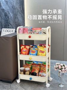 Multi-Layer Mobile Storage Rack Small Cart Stand Living Room Kitchen Bedroom Bathroom Organizer Silver Simple Style Food Item