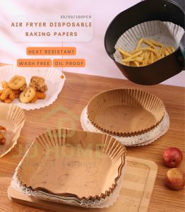JD Home 🇲🇾 [Ready Stock]❤ 30pcs/50pcs/100pcs Air Fryer Disposable Baking Papers Blister Tray Packaging Non-Stick Round And Square Parchment Cute Kitty Air Fryer Paper Silicone Oil Paper Liners 16cm 20cm Oil-proof Kitchen Accessories/ 空气炸锅隔纸