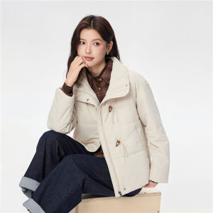 Giordano Womens Cotton Jacket Coat Warmth Collar Button down Thickened Autumn Winter New Style Regular Sleeve Long Zipper