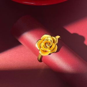 New Arrival Minimalist Imitation Gold Ring Female Opening Adjustable Gold Plated Wedding Ring Artificial Bridal Wedding Easiest for Match Accessories