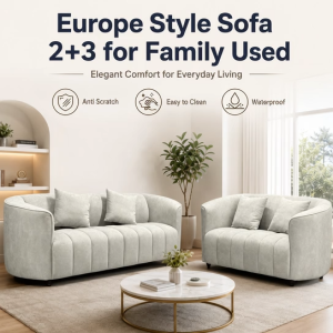 Familystar2u 8787 Europe Style Sofa Set 2+3 Seater Anti Scratch Easy Clean Fabric For Family Use Office Hotel Homestay
