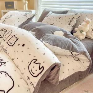 Flannel Thick Soft Warm Bedding Set