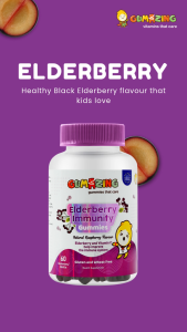 Gumazing Kids Immune Boosting Elderberry & Vitamin C Gummies - Natural Raspberry Flavor Gluten/Wheat Free 30 gummies